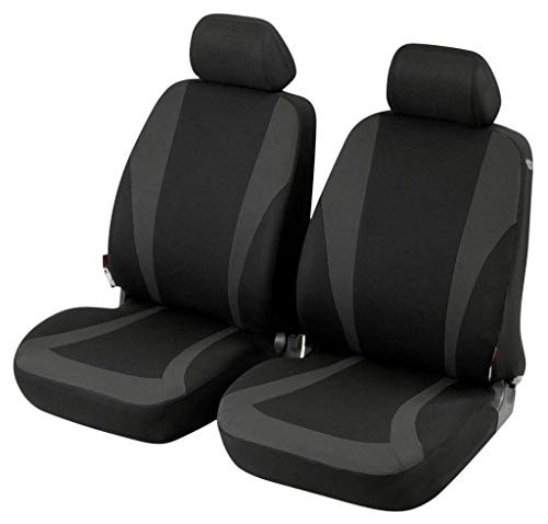 Lupex Shop Coprisedili coppia anteriore universali in poliestere adattabili a tutte le auto con sedili standard modello R1 Grigio